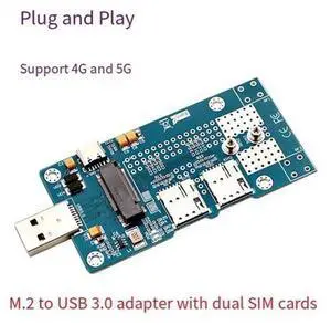 NGFF M.2 Key B to USB 3.0 Adapter Card with Dual Nano SIM Slots & Type-C Auxiliary Power, External Converter for 4G LTE 5G WWAN Cellular Module, Fits 3042/3052 M.2 Modems NGFF M.2 Key B to USB 3.0 Adapter Card with Dual Nano SIM Slots & Type-C Auxiliary Power, External Converter for 4G LTE 5G WWAN Cellular Module, Fits 3042/3052 M.2 Modems