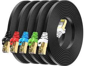 5 Pack 3FT Cat8 Flat Ethernet Cable Multi Color, RJ45 LAN Patch Cord 40Gbps 2000MHz High Speed Network Cable Compatible with Router Modem PC Gaming 5 Pack 3FT Cat8 Flat Ethernet Cable Multi Color, RJ45 LAN Patch Cord 40Gbps 2000MHz High Speed Network Cable Compatible with Router Modem PC Gaming