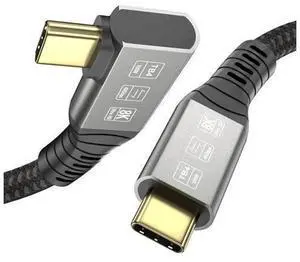 Right Angle Thunderbolt 4 USB-C Cable 6.6FT, 40Gbps USB4 Braided Cable, Supports 8K Video Output & 100W Fast Charging, Compatible with Thunderbolt 4/3 USB4 USB3, for MacBook Pro External SSD eGPU Dock Right Angle Thunderbolt 4 USB-C Cable 6.6FT, 40Gbps USB4 Braided Cable, Supports 8K Video Output & 100W Fast Charging, Compatible with Thunderbolt 4/3 USB4 USB3, for MacBook Pro External SSD eGPU Dock