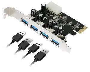 4-Port USB 3.0 PCIe Expansion Card, PCI-E 1X USB3.0 Hub Adapter Internal PCI Express USB 3.0 Add-On Card for Desktop PC Storage Peripherals 4-Port USB 3.0 PCIe Expansion Card, PCI-E 1X USB3.0 Hub Adapter Internal PCI Express USB 3.0 Add-On Card for Desktop PC Storage Peripherals