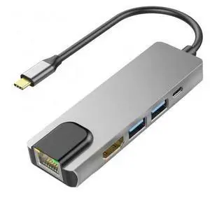 5-in-1 USB C Docking Station Multiport Adapter with USB 3.0 Hub, Gigabit RJ45 Ethernet & 4K HDMI Output, Portable Type-C Dock Compatible with MacBook, Dell XPS, HP Spectre, Lenovo Yoga, Surface, ASUS, 5-in-1 USB C Docking Station Multiport Adapter with USB 3.0 Hub, Gigabit RJ45 Ethernet & 4K HDMI Output, Portable Type-C Dock Compatible with MacBook, Dell XPS, HP Spectre, Lenovo Yoga, Surface, ASUS,