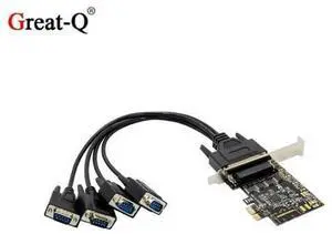 PCIe to 4-Port RS232 Serial Adapter Card with AX99100 Chip, Industrial-Grade COM Port Expansion PCI-E Card for PLC, Scanner, POS and Industrial Control Equipment PCIe to 4-Port RS232 Serial Adapter Card with AX99100 Chip, Industrial-Grade COM Port Expansion PCI-E Card for PLC, Scanner, POS and Industrial Control Equipment