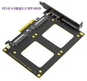 PCIe 4.0 x8 to Dual U.2 SFF-8639 NVMe SSD Riser Card, 2-Port U.2 Storage Expansion Adapter, VROC & Software RAID Supported for Enterprise Servers, Workstations & NAS Storage Array Build PCIe 4.0 x8 to Dual U.2 SFF-8639 NVMe SSD Riser Card, 2-Port U.2 Storage Expansion Adapter, VROC & Software RAID Supported for Enterprise Servers, Workstations & NAS Storage Array Build
