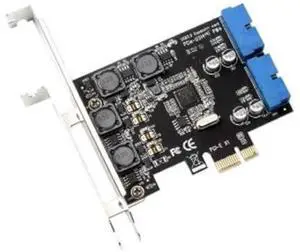 PCI-E X1 to Dual 19Pin USB 3.0 Internal Header Expansion Card, PCI Express to 2-Port 20Pin USB3.0 Front Panel Adapter Card for Desktop PC Case Front USB Port Extension PCI-E X1 to Dual 19Pin USB 3.0 Internal Header Expansion Card, PCI Express to 2-Port 20Pin USB3.0 Front Panel Adapter Card for Desktop PC Case Front USB Port Extension