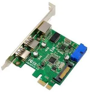 PCIe 3-in-1 Expansion Card with RTL8153 Gigabit Ethernet, External USB 3.0 Port, Internal 19-Pin USB 3.0 Header, SATA Power Supply, PCI Express X1 Adapter for Desktop Motherboards PCIe 3-in-1 Expansion Card with RTL8153 Gigabit Ethernet, External USB 3.0 Port, Internal 19-Pin USB 3.0 Header, SATA Power Supply, PCI Express X1 Adapter for Desktop Motherboards