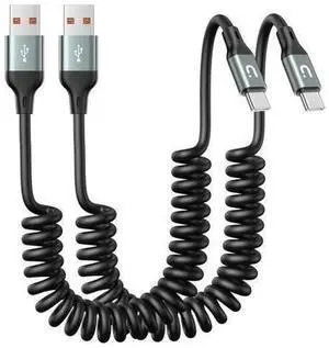 2 Pack 6FT Coiled USB A to USB C Car Charging Cable, Fast Charging Retractable Type C Cord Compatible with iPhone 15/16/17 Pro Max, Samsung Galaxy S20/S10/S9/S8/Note Series & All USB-C Devices 2 Pack 6FT Coiled USB A to USB C Car Charging Cable, Fast Charging Retractable Type C Cord Compatible with iPhone 15/16/17 Pro Max, Samsung Galaxy S20/S10/S9/S8/Note Series & All USB-C Devices