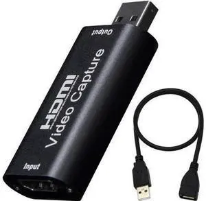 HDMI to USB Video Capture Card, 1080P 30Hz Metal Black Capture Adapter for Live Streaming & Video Recording, Compatible with DSLR, Camcorder and Action Camera HDMI to USB Video Capture Card, 1080P 30Hz Metal Black Capture Adapter for Live Streaming & Video Recording, Compatible with DSLR, Camcorder and Action Camera