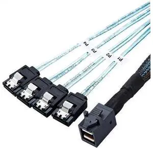 1M Mini SAS HD SFF-8643 to 4 SATA Internal Cable Adapter, 12Gbps SFF8643 Host Controller to 4 Hard Drives SATA Converter Cable 1M Mini SAS HD SFF-8643 to 4 SATA Internal Cable Adapter, 12Gbps SFF8643 Host Controller to 4 Hard Drives SATA Converter Cable