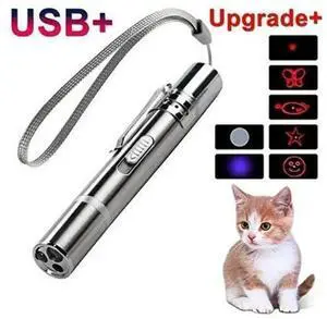 USB Rechargeable 5MW Red Dot Laser Pointer Pet Interactive Toy, Multifunctional Laser Pen with UV Flashlight for Cat Dog Training & Entertainment USB Rechargeable 5MW Red Dot Laser Pointer Pet Interactive Toy, Multifunctional Laser Pen with UV Flashlight for Cat Dog Training & Entertainment