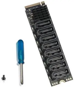 8 Port M.2 M Key to SATA 3.0 Expansion Card with ASM1166 Chip, 6Gbps NVMe M.2 to SATA Adapter for Desktop HDD SSD, LED Status Indicator & Full Installation Tools Included 8 Port M.2 M Key to SATA 3.0 Expansion Card with ASM1166 Chip, 6Gbps NVMe M.2 to SATA Adapter for Desktop HDD SSD, LED Status Indicator & Full Installation Tools Included