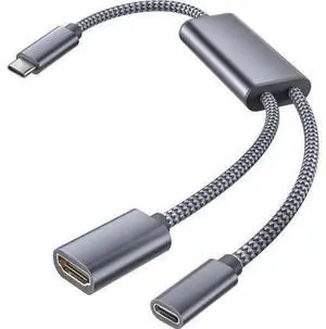 2-in-1 USB C to 4K HDMI Adapter with 100W PD Charging Port, Thunderbolt 3 MHL Type C HDMI Converter Compatible with iPhone 15 Series, MacBook, iPad, Galaxy, Steam Deck 2-in-1 USB C to 4K HDMI Adapter with 100W PD Charging Port, Thunderbolt 3 MHL Type C HDMI Converter Compatible with iPhone 15 Series, MacBook, iPad, Galaxy, Steam Deck