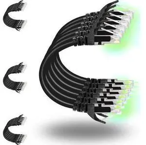 1ft Cat6 Ethernet Patch Cables 24 Pack, 10Gbps High Speed Flexible Cat6 Network Cord Gold-Plated Connector Black for Patch Panel & Network Switch 1ft Cat6 Ethernet Patch Cables 24 Pack, 10Gbps High Speed Flexible Cat6 Network Cord Gold-Plated Connector Black for Patch Panel & Network Switch