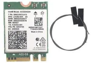 AX200 NGFF M.2 WiFi 6 Wireless Card with Antennas Kit, AX200NGW Dual Band 802.11ax/ac WiFi Bluetooth 5.0 NGFF Network Adapter for Laptop Desktop AX200 NGFF M.2 WiFi 6 Wireless Card with Antennas Kit, AX200NGW Dual Band 802.11ax/ac WiFi Bluetooth 5.0 NGFF Network Adapter for Laptop Desktop