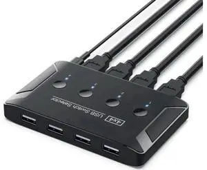 4 Port USB 2.0 Switch Selector, 4 Computers Share 4 USB Devices, Manual USB Switch Hub for Keyboard, Mouse, Printer, Scanner 4 Port USB 2.0 Switch Selector, 4 Computers Share 4 USB Devices, Manual USB Switch Hub for Keyboard, Mouse, Printer, Scanner