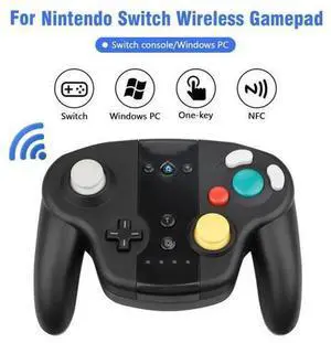 Wireless Shock Game Controller Pad with Dual Analog Sticks, Retro GameCube NGC Style Wireless Gamepad, Bluetooth Gaming Controller Compatible with Nintendo Switch, Support Vibration Rumble, Turbo Func Wireless Shock Game Controller Pad with Dual Analog Sticks, Retro GameCube NGC Style Wireless Gamepad, Bluetooth Gaming Controller Compatible with Nintendo Switch, Support Vibration Rumble, Turbo Func