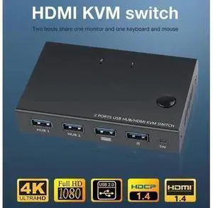 2 Port 4K VGA KVM Switch with Built-in USB Hub, Dual Computer Keyboard Mouse Printer Sharing Switcher Splitter Box, One Button Control KVM Switch for Desktop PC Monitor Office Equipment Sharing 2 Port 4K VGA KVM Switch with Built-in USB Hub, Dual Computer Keyboard Mouse Printer Sharing Switcher Splitter Box, One Button Control KVM Switch for Desktop PC Monitor Office Equipment Sharing