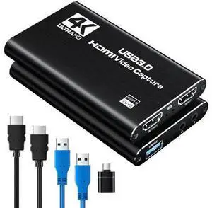 USB 3.0 HDMI Video Audio Capture Card, 1080P 60FPS Full HD Game Capture Device for Live Streaming, Compatible with Camera, Xbox, PS4, PS5, Switch and PC USB 3.0 HDMI Video Audio Capture Card, 1080P 60FPS Full HD Game Capture Device for Live Streaming, Compatible with Camera, Xbox, PS4, PS5, Switch and PC