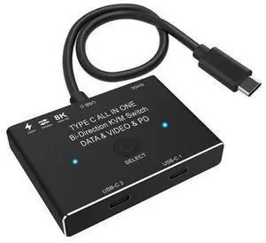 USB-C KVM Switch for 2 Computers, USB Type-C Switcher Supports 8K@60Hz & 4K@120Hz Video, 10Gbps High-Speed Data Transfer, 100W PD Fast Charging, Compatible with Thunderbolt 3/4 USB-C KVM Switch for 2 Computers, USB Type-C Switcher Supports 8K@60Hz & 4K@120Hz Video, 10Gbps High-Speed Data Transfer, 100W PD Fast Charging, Compatible with Thunderbolt 3/4