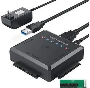 USB 3.0 to SATA IDE Hard Drive Adapter with One Touch Backup, 5Gbps External Disk Reader with 12V 2A Power Supply, Universal Converter for 2.5/3.5 Inch SSD HDD CD DVD Optical Drives for Data Recovery USB 3.0 to SATA IDE Hard Drive Adapter with One Touch Backup, 5Gbps External Disk Reader with 12V 2A Power Supply, Universal Converter for 2.5/3.5 Inch SSD HDD CD DVD Optical Drives for Data Recovery