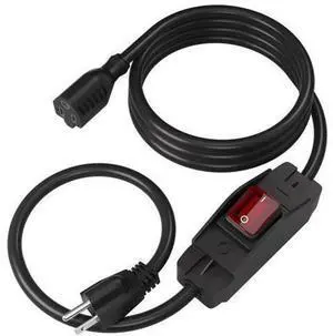 6FT 3-Prong Outdoor Extension Cord with Waterproof ON/Off Switch, 15A 125V 1875W Heavy Duty Grounded Black Power Cord, Weatherproof Cable for Indoor Outdoor Appliances & Power Tools 6FT 3-Prong Outdoor Extension Cord with Waterproof ON/Off Switch, 15A 125V 1875W Heavy Duty Grounded Black Power Cord, Weatherproof Cable for Indoor Outdoor Appliances & Power Tools