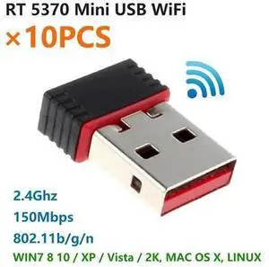 10 Pack RT5370 Mini USB WiFi Adapter, Ralink RT5370 Chipset 150Mbps 2.4GHz IEEE 802.11b/g/n USB 2.0 Wireless Network Dongle for Desktop Laptop 10 Pack RT5370 Mini USB WiFi Adapter, Ralink RT5370 Chipset 150Mbps 2.4GHz IEEE 802.11b/g/n USB 2.0 Wireless Network Dongle for Desktop Laptop