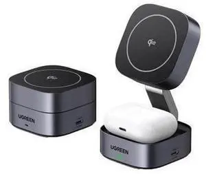 UGREEN Qi2 2-In-1 Magnetic Foldable Fast Charging Station, Gray, Wireless Charger Stand for iPhone & AirPods UGREEN Qi2 2-In-1 Magnetic Foldable Fast Charging Station, Gray, Wireless Charger Stand for iPhone & AirPods