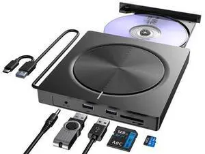 6 in 1 External CD/DVD Drive, Portable CD DVD Reader Writer Burner, USB External DVD Player Compatible with Laptop, Desktop, Mac, Windows 11/10/8/7 & Linux OS 6 in 1 External CD/DVD Drive, Portable CD DVD Reader Writer Burner, USB External DVD Player Compatible with Laptop, Desktop, Mac, Windows 11/10/8/7 & Linux OS