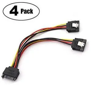 SATA 15 Pin Male to 2 x SATA 15 Pin Female Power Y-Splitter Cable, HDD SSD Hard Drive Power Extension Splitter Cable, 4 Pack SATA 15 Pin Male to 2 x SATA 15 Pin Female Power Y-Splitter Cable, HDD SSD Hard Drive Power Extension Splitter Cable, 4 Pack
