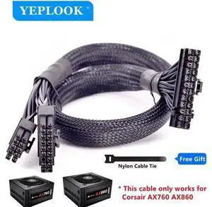 10Pin+18Pin to 24Pin (20+4Pin) Modular Power Cable, 18AWG 60cm Compatible with Corsair AX760 AX860 AX Series Modular PSU 10Pin+18Pin to 24Pin (20+4Pin) Modular Power Cable, 18AWG 60cm Compatible with Corsair AX760 AX860 AX Series Modular PSU