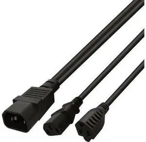 1FT C14 Male to C13 + NEMA 5-15R Y Splitter Power Cord, PDU Style Computer Power Extension Cable, C14 Plug to C13 Female & 5-15R Outlet for Servers, PC, Switches, Power Supplies 1FT C14 Male to C13 + NEMA 5-15R Y Splitter Power Cord, PDU Style Computer Power Extension Cable, C14 Plug to C13 Female & 5-15R Outlet for Servers, PC, Switches, Power Supplies