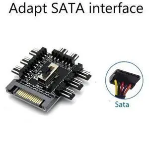1 to 8 Fan Hub Splitter Cable, 3Pin PWM Cooling Fan Controller with SATA Power Input, 12V PC Fan Extension Adapter, Supports 4Pin/3Pin Fans for Computer Case, Gaming PC, Workstation, Server & BTC Mini 1 to 8 Fan Hub Splitter Cable, 3Pin PWM Cooling Fan Controller with SATA Power Input, 12V PC Fan Extension Adapter, Supports 4Pin/3Pin Fans for Computer Case, Gaming PC, Workstation, Server & BTC Mini
