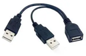 USB 2.0 Female A to Dual A Male Y Splitter Cable, Extra Power & Data Transfer Cord for 2.5 Inch Portable SATA External Hard Drive, Supplement Power Supply to Avoid Hard Disk Recognition Failure USB 2.0 Female A to Dual A Male Y Splitter Cable, Extra Power & Data Transfer Cord for 2.5 Inch Portable SATA External Hard Drive, Supplement Power Supply to Avoid Hard Disk Recognition Failure