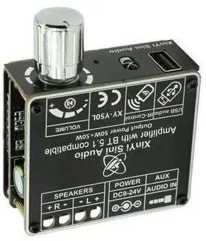 XY-Y50L Bluetooth 5.1 Audio Power Amplifier Module, Dual Channel Stereo Amp Board, Support AUX USB Input, Infrared Remote Control Digital Amplifier Board for Speaker DIY XY-Y50L Bluetooth 5.1 Audio Power Amplifier Module, Dual Channel Stereo Amp Board, Support AUX USB Input, Infrared Remote Control Digital Amplifier Board for Speaker DIY