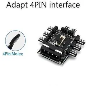 1 to 8 3Pin PWM Fan Hub Splitter Cable, SATA & Molex Powered 12V PC Cooling Fan Speed Controller Adapter for Computer Case & Mining Rig Coolers 1 to 8 3Pin PWM Fan Hub Splitter Cable, SATA & Molex Powered 12V PC Cooling Fan Speed Controller Adapter for Computer Case & Mining Rig Coolers