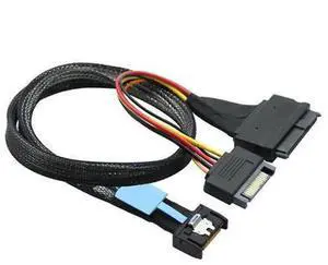 Gen5 MCIO Slimline SFF-8654 4I to SAS SFF-8639 U.2 Adapter Cable with 15Pin SATA Power Cord, High Speed NVMe U.2 SSD Converter Wire for Server Storage System Gen5 MCIO Slimline SFF-8654 4I to SAS SFF-8639 U.2 Adapter Cable with 15Pin SATA Power Cord, High Speed NVMe U.2 SSD Converter Wire for Server Storage System