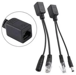 2Pcs Passive PoE Injector Splitter Cable Kit, RJ45 LAN DC Male Power Over Ethernet Adapter, Black Passive PoE Cable Set for IP Security Camera, Network Switch Ethernet Power Supply 2Pcs Passive PoE Injector Splitter Cable Kit, RJ45 LAN DC Male Power Over Ethernet Adapter, Black Passive PoE Cable Set for IP Security Camera, Network Switch Ethernet Power Supply