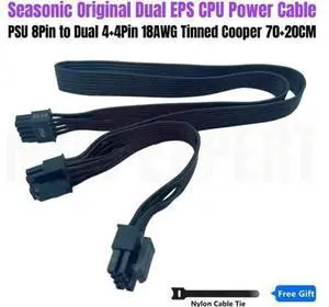 Original Seasonic Dual 4+4Pin EPS CPU Modular Power Cable, Compatible with PRIME Ultra Platinum SSR-1000PD, SSR-850PD2, SSR-750TPD2, SSR-650PD2, SSR-550PD2 Power Supply Original Seasonic Dual 4+4Pin EPS CPU Modular Power Cable, Compatible with PRIME Ultra Platinum SSR-1000PD, SSR-850PD2, SSR-750TPD2, SSR-650PD2, SSR-550PD2 Power Supply
