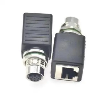 1Pc M12 4 Pin D-Code Female to RJ45 & M12 8 Pin A-Code Male Gigabit Ethernet Adapter, Industrial M12 to RJ45 Network Plug Connector Converter 1Pc M12 4 Pin D-Code Female to RJ45 & M12 8 Pin A-Code Male Gigabit Ethernet Adapter, Industrial M12 to RJ45 Network Plug Connector Converter