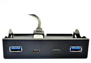 3.5 Inch Floppy Bay Front Panel USB Hub, 2 USB3.0 + 2 USB3.1 Type-C Ports with 20Pin Connector, Internal Expansion Hub for Desktop Computer 3.5 Inch Floppy Bay Front Panel USB Hub, 2 USB3.0 + 2 USB3.1 Type-C Ports with 20Pin Connector, Internal Expansion Hub for Desktop Computer