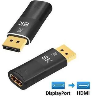 8K DisplayPort to HDMI-Compatible Adapter, DP1.4 Male to HDMI2.1 Female Coupler, Support 8K@30Hz & 4K@120Hz Video Extension Extender, Black 8K DisplayPort to HDMI-Compatible Adapter, DP1.4 Male to HDMI2.1 Female Coupler, Support 8K@30Hz & 4K@120Hz Video Extension Extender, Black