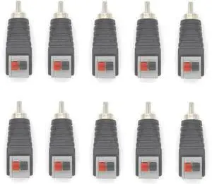 10Pcs RCA Male to 2 Screw Terminal Audio Connector, Spring Press Type Speaker Wire Terminal Strip Adapter, AV Audio Cable Converter for Speaker Wiring, Home Theater Audio Equipment Connection Accessor 10Pcs RCA Male to 2 Screw Terminal Audio Connector, Spring Press Type Speaker Wire Terminal Strip Adapter, AV Audio Cable Converter for Speaker Wiring, Home Theater Audio Equipment Connection Accessor