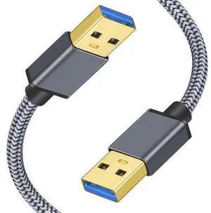 USB 3.0 Male to Male Data Cable, Dual USB 3.0 Type A Male Connectors, 5M Length High Speed Transfer Cord for Mobile Hard Drive Enclosure, Notebook Computer Cooler, External Equipment Connection Cable USB 3.0 Male to Male Data Cable, Dual USB 3.0 Type A Male Connectors, 5M Length High Speed Transfer Cord for Mobile Hard Drive Enclosure, Notebook Computer Cooler, External Equipment Connection Cable