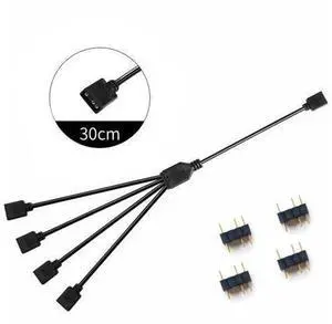 5V 3Pin ARGB 1 to 4 Splitter Extension Cable, 30cm ARGB Adapter Cord, Separated from 12V 4Pin RGB Cable, ARGB Splitter Cable for PC Case RGB Fans, Light Strips and Water Cooling Lighting 5V 3Pin ARGB 1 to 4 Splitter Extension Cable, 30cm ARGB Adapter Cord, Separated from 12V 4Pin RGB Cable, ARGB Splitter Cable for PC Case RGB Fans, Light Strips and Water Cooling Lighting