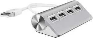 Premium 4 Port Aluminum USB Hub with 11 Inch Shielded Cable, Multiport USB Expander Compatible with iMac, PCs and Laptops Premium 4 Port Aluminum USB Hub with 11 Inch Shielded Cable, Multiport USB Expander Compatible with iMac, PCs and Laptops