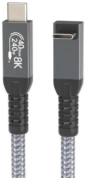 40Gbps USB4 Right-Angle Cable, 240W PD Fast Charging Cord, Compatible with Thunderbolt 4/3, 8K Video Output, Right Angle Type-C to Type-C Cable for Laptop, eGPU, Monitor, Docking Station, External SSD 40Gbps USB4 Right-Angle Cable, 240W PD Fast Charging Cord, Compatible with Thunderbolt 4/3, 8K Video Output, Right Angle Type-C to Type-C Cable for Laptop, eGPU, Monitor, Docking Station, External SSD