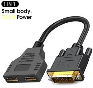 DVI to HDMI Splitter Cable 24+1 Male to Dual HDMI Female, 1 to 2 Y-Splitter Cord, Supports 1080P Video Output, Plug and Play for PC, Laptop, Graphics Card, TV Box to Monitor, HDTV, Display Screen DVI to HDMI Splitter Cable 24+1 Male to Dual HDMI Female, 1 to 2 Y-Splitter Cord, Supports 1080P Video Output, Plug and Play for PC, Laptop, Graphics Card, TV Box to Monitor, HDTV, Display Screen