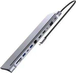 12-in-1 USB C Hub Multiport Adapter, Type C Laptop Docking Station with Dual HDMI, VGA, Gigabit Ethernet, USB 3.0 Port, 100W PD Charging, Micro SD/TF Card Reader, USB C Dock for MacBook, Windows Lapto 12-in-1 USB C Hub Multiport Adapter, Type C Laptop Docking Station with Dual HDMI, VGA, Gigabit Ethernet, USB 3.0 Port, 100W PD Charging, Micro SD/TF Card Reader, USB C Dock for MacBook, Windows Lapto