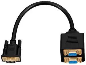 VGA Splitter Cable 1 Male to 2 Female, 1080P VGA Y Splitter Cord, Connect PC Laptop to Dual Monitors, Projectors and Displays VGA Splitter Cable 1 Male to 2 Female, 1080P VGA Y Splitter Cord, Connect PC Laptop to Dual Monitors, Projectors and Displays