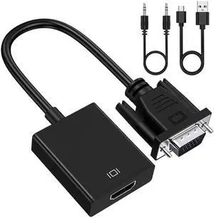 VGA to HDMI Adapter with Audio, 1080P Full HD USB Powered Converter, Connect PC Laptop to HDTV, Monitor and Projector VGA to HDMI Adapter with Audio, 1080P Full HD USB Powered Converter, Connect PC Laptop to HDTV, Monitor and Projector