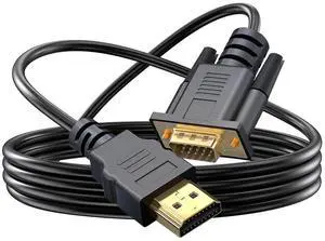 HDMI to VGA Cable 1.8m (6ft), Supports 1080P Full HD, Gold-Plated Connectors, Plug and Play Video Cord, Connect HDMI Laptop, PC, DVD Player to VGA Monitor, Projector and HDTV HDMI to VGA Cable 1.8m (6ft), Supports 1080P Full HD, Gold-Plated Connectors, Plug and Play Video Cord, Connect HDMI Laptop, PC, DVD Player to VGA Monitor, Projector and HDTV